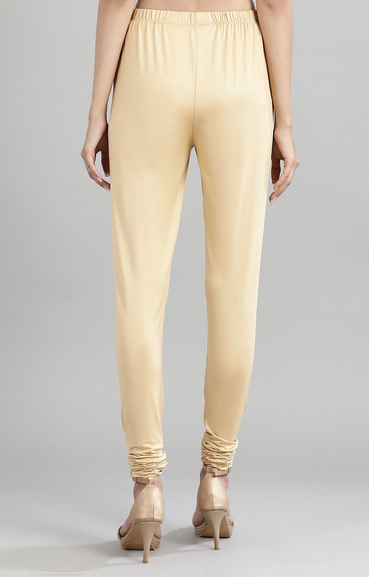 Women's Gold Polyester Printed Leggings