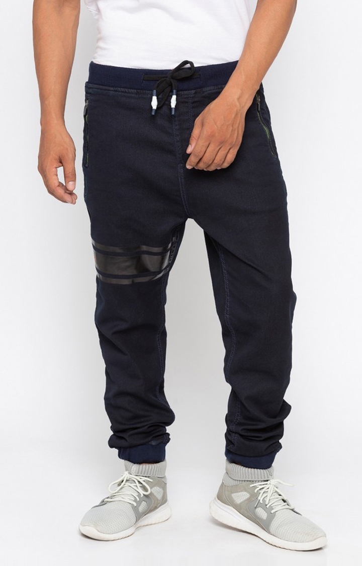 Spykar Navy Solid Jogger Fit Jeans