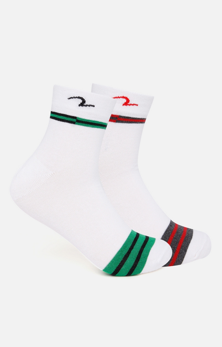 Spykar Grey & Green Striped Ankle Length Socks - Pair Of 2