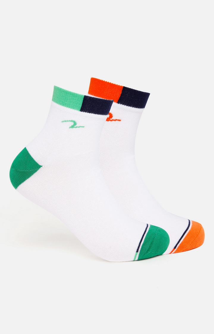 Spykar | Spykar Green & Orange Solid Ankle Length Socks - Pair Of 2
