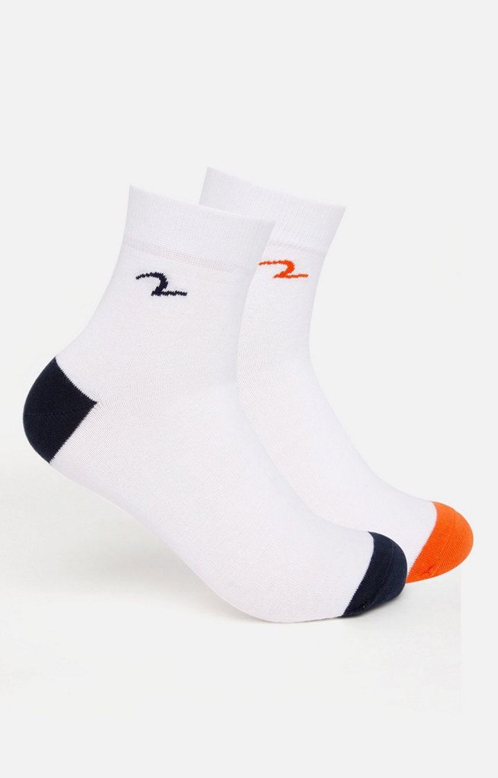 Spykar | Spykar Orange & Navy Solid Ankle Length Socks - Pair Of 2