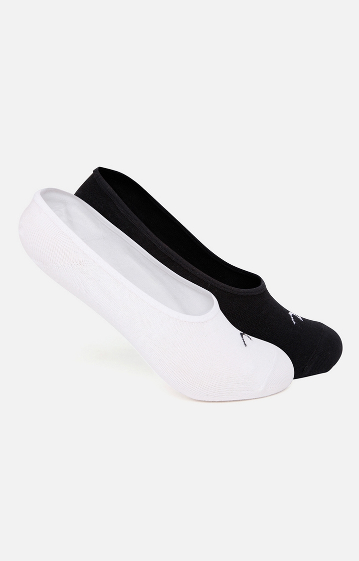 Spykar | Spykar White & Black Solid Shoe Liners Ped Socks - Pair Of 2
