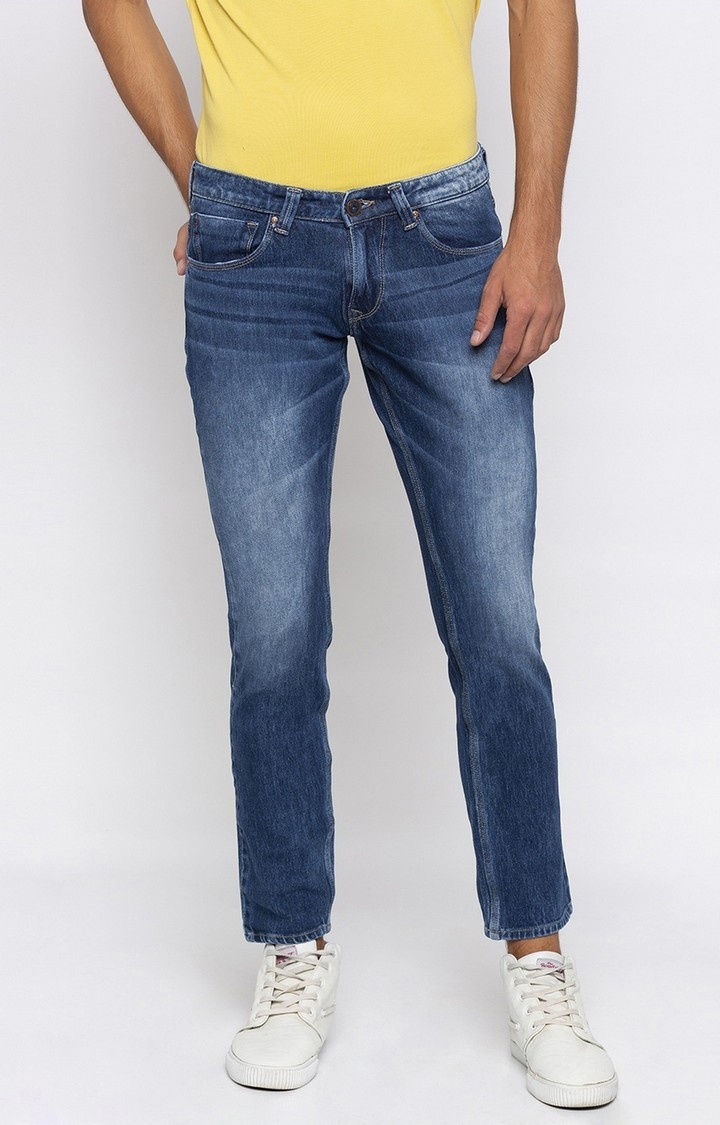 Spykar Mid Blue Solid Skinny Fit Jeans