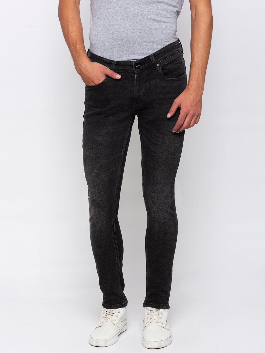 SPYKAR | Spykar Carbon Black Solid Ultra Slim Fit Jeans
