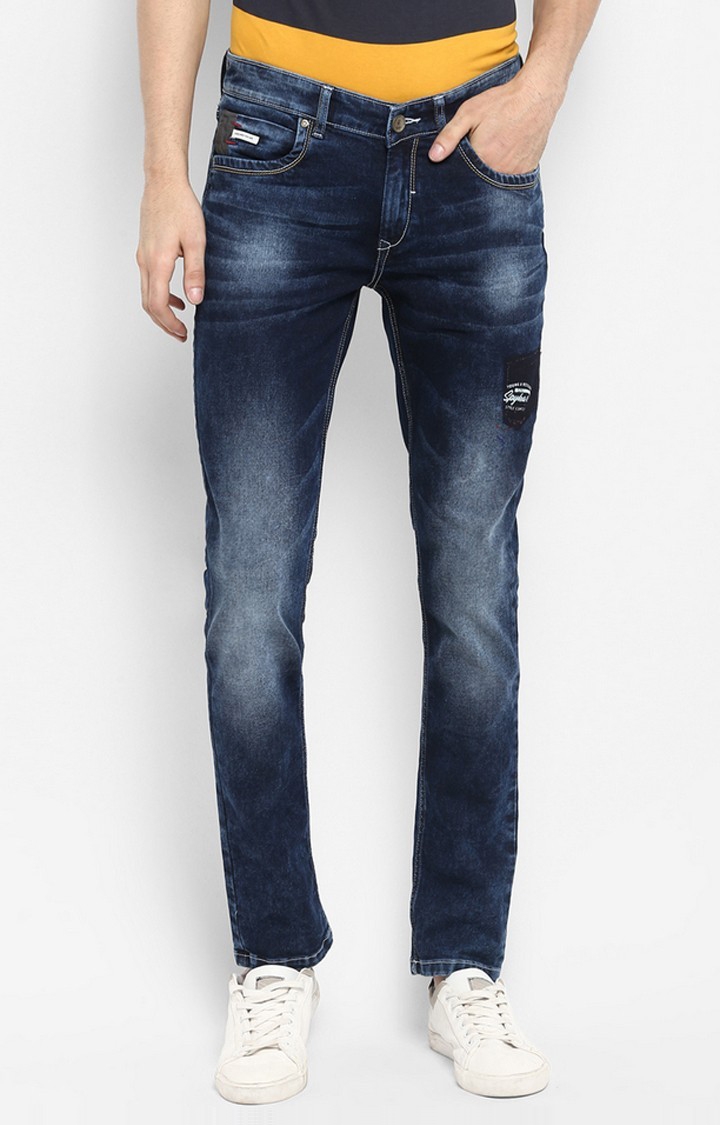 Spykar | Spykar Dark Blue Solid Straight Fit Jeans
