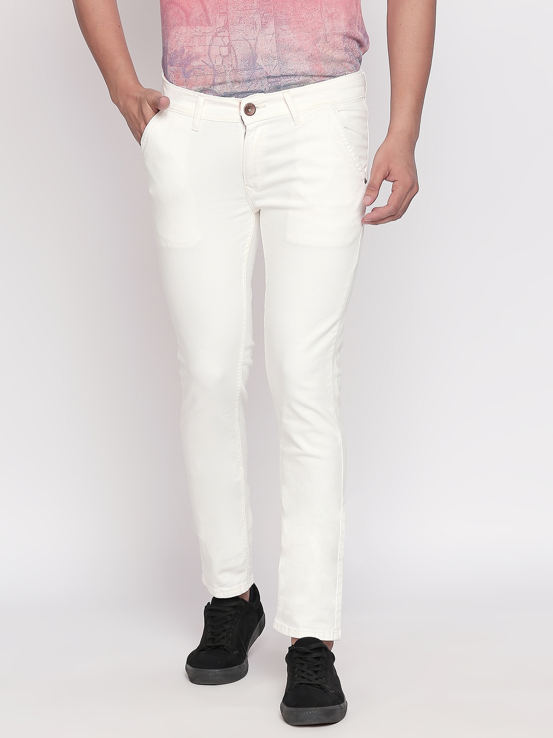 SPYKAR | Spykar Ecru Solid Skinny Fit Jeans