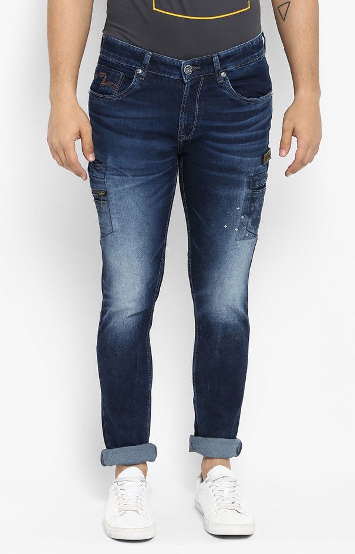 Spykar Blue Cotton Slim Fit Jeans For Men