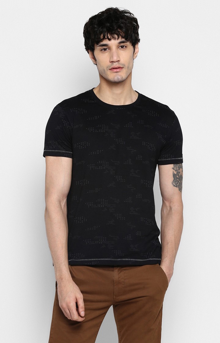 Spykar | Spykar Black Printed Slim Fit T-Shirt