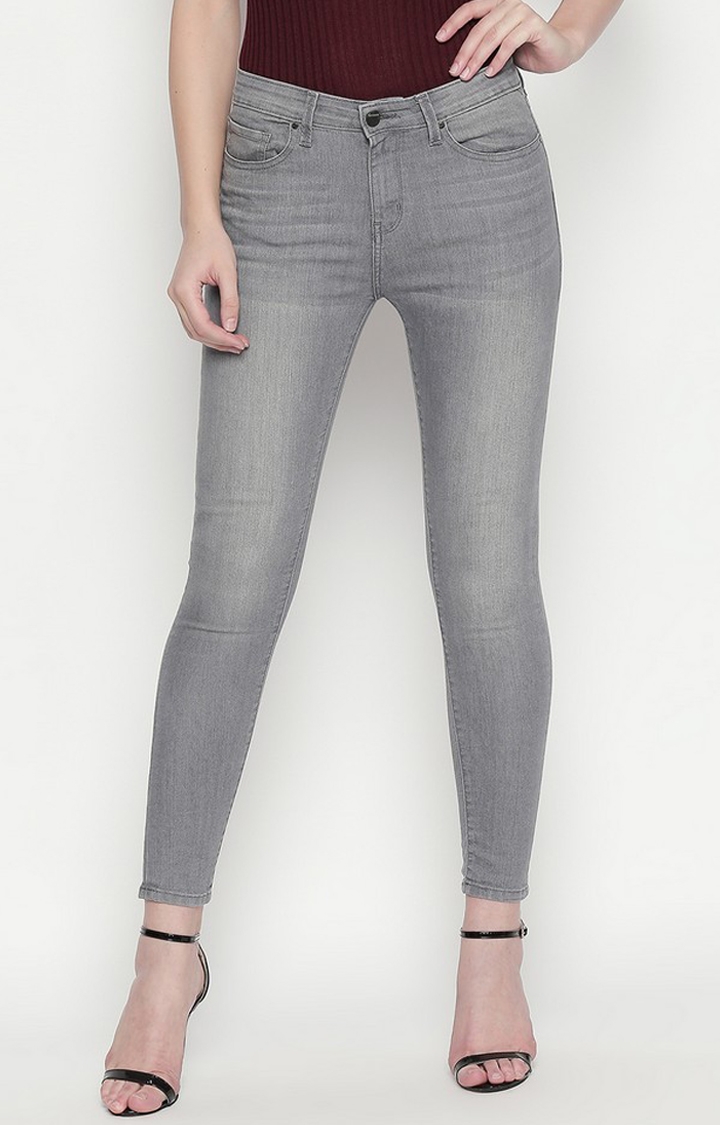 Spykar | Spykar Grey Solid Slim Fit Jeans