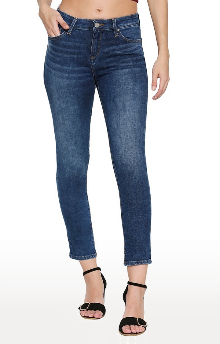 Spykar | Spykar Blue Cotton Skinny Fit Regular Length Jeans For Women
