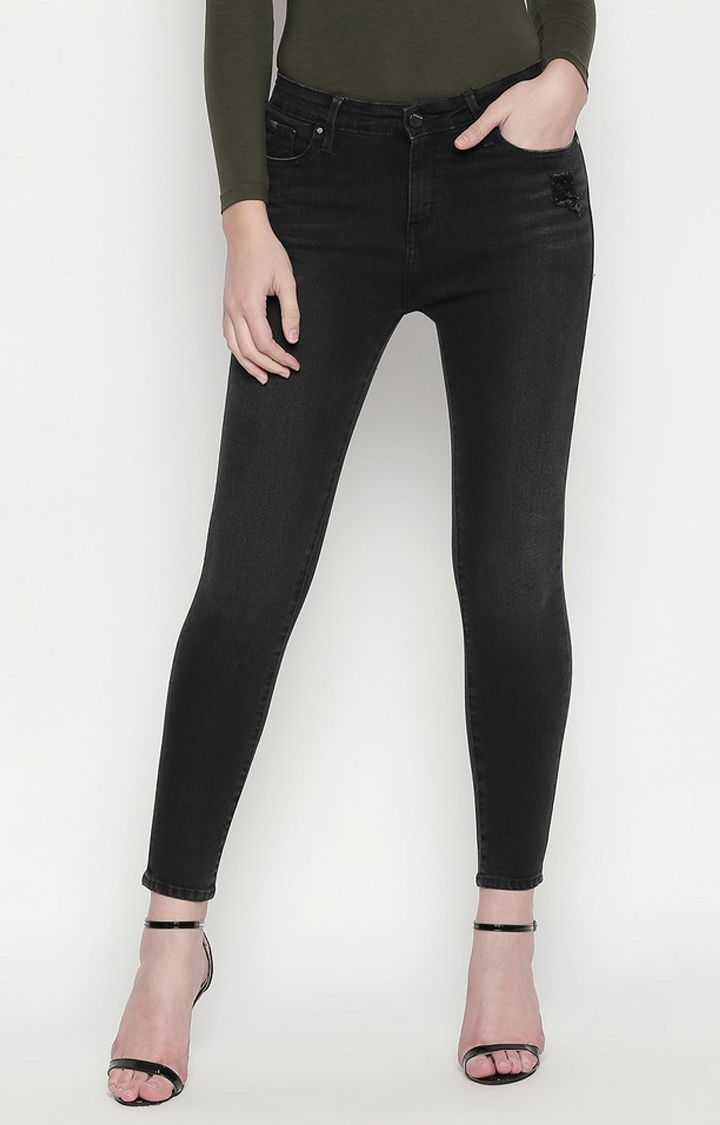 Spykar | Spykar Carbon Black Solid Slim Fit Jeans