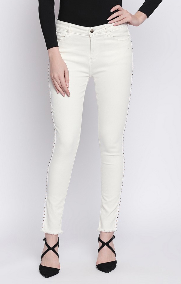 Spykar | Spykar White Cotton Skinny Fit Jeans