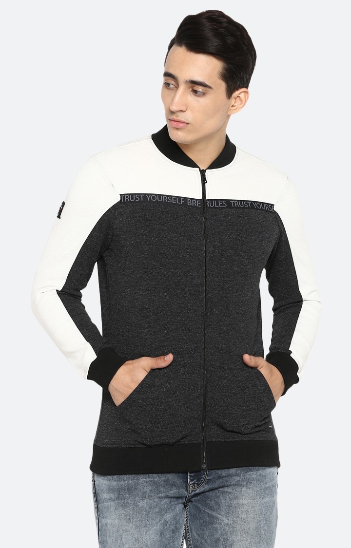 Spykar Grey Cotton Slim Fit Sweatshirt For Men