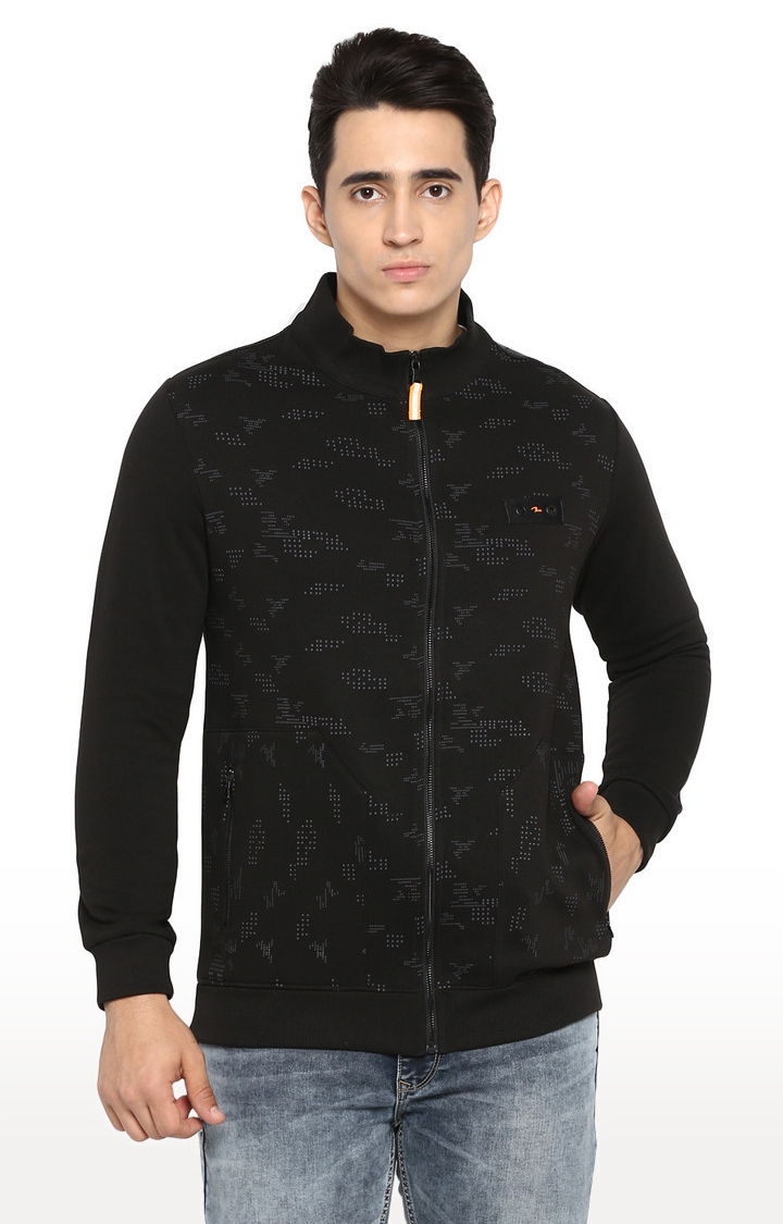 Spykar | Spykar Jet Black Printed Regular Fit Sweatshirt