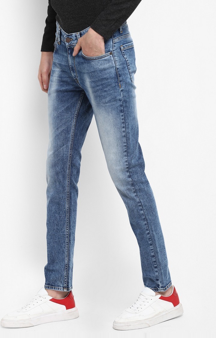Spykar Mid Blue Solid Straight Fit Jeans