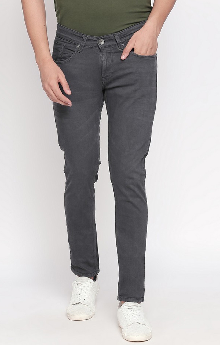 Spykar | Spykar Charcoal Solid Tapered Jeans