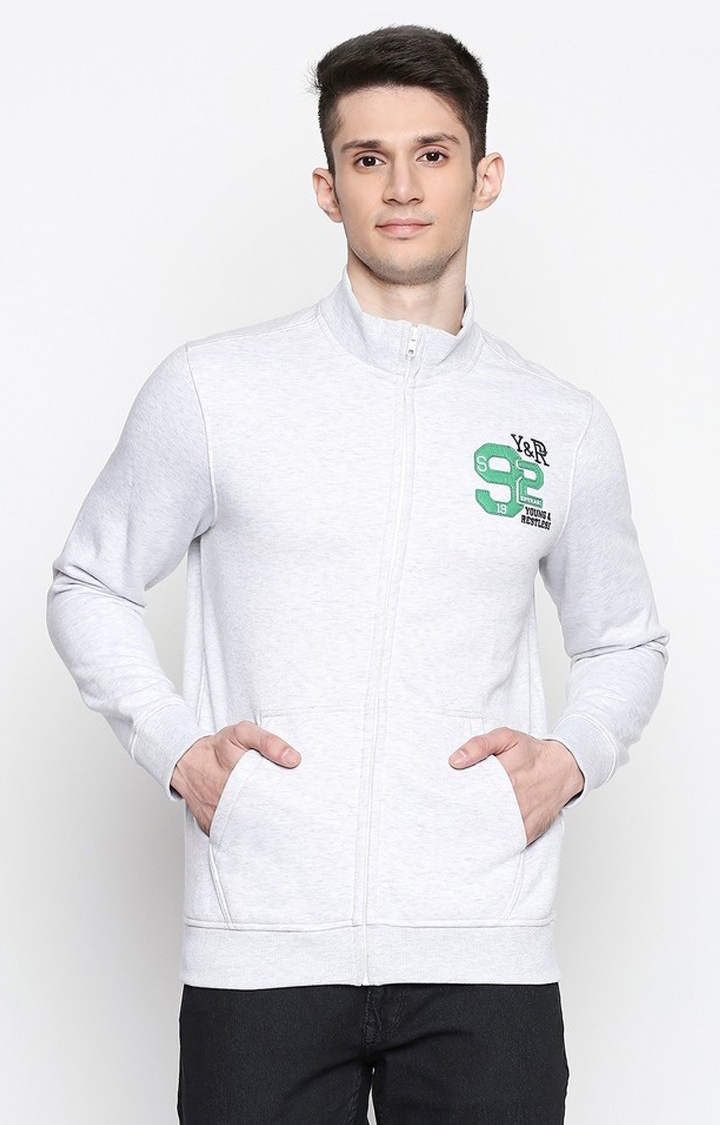 Spykar | Spykar Grey Cotton Slim Fit Sweatshirt For Men