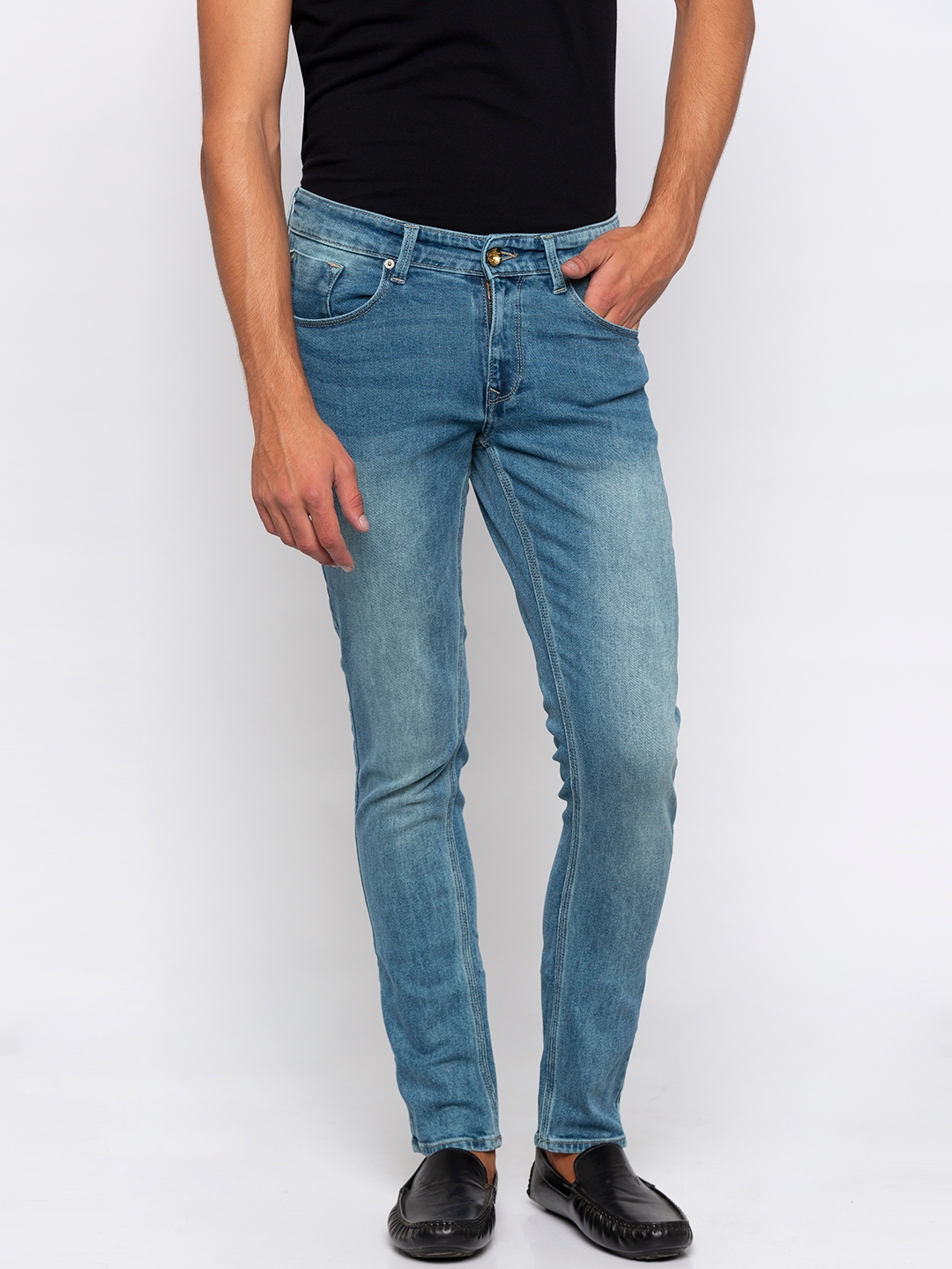 Spykar | Spykar Mid Blue Solid Skinny Fit Jeans