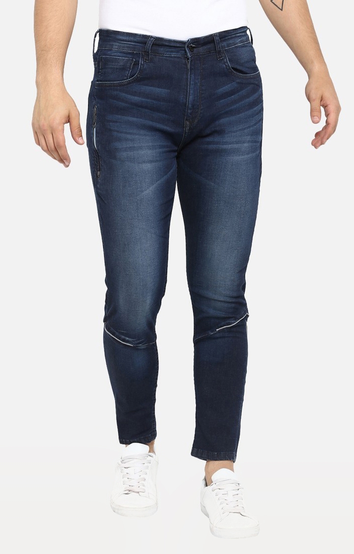 Spykar Blue Cotton Skinny Fit Narrow Regular Length Jeans For Men
