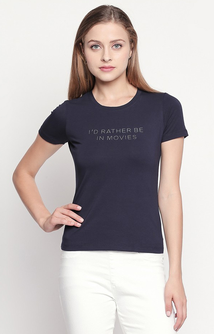 Spykar | Spykar Navy Printed Slim Fit T-Shirt