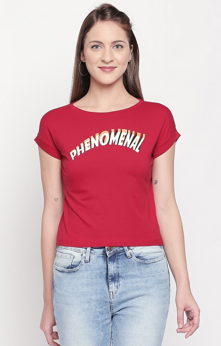 Spykar | Spykar Red Solid Slim Fit T-Shirt
