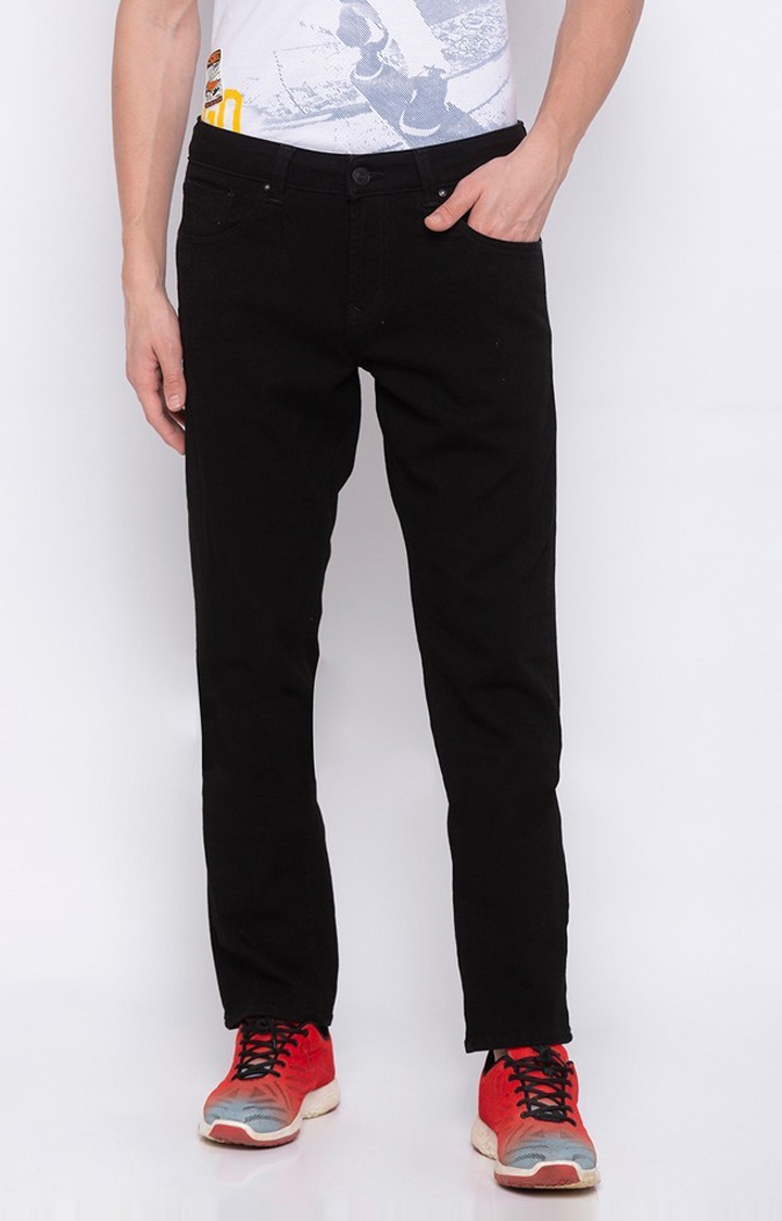 Spykar Black Solid Straight Fit Jeans