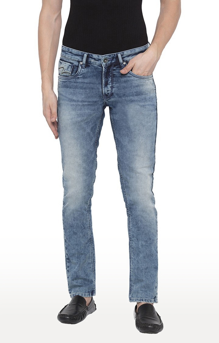 Spykar | Spykar Mid Blue Solid Straight Fit Jeans