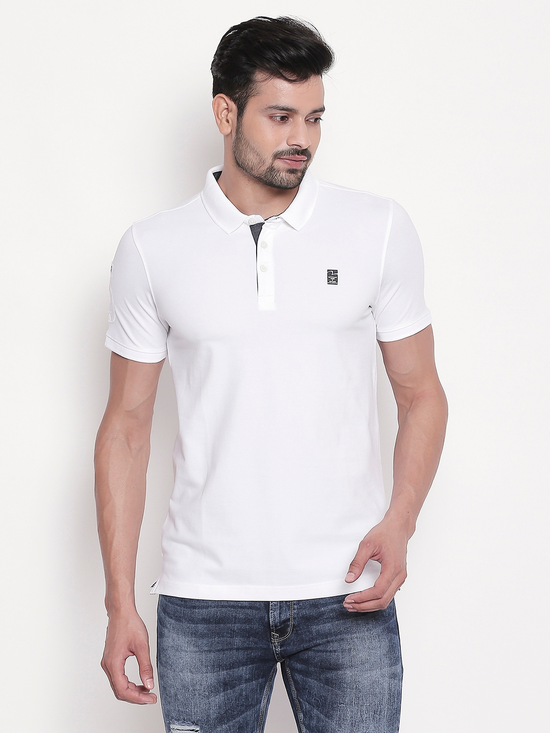 SPYKAR | White Solid Polo T-Shirt