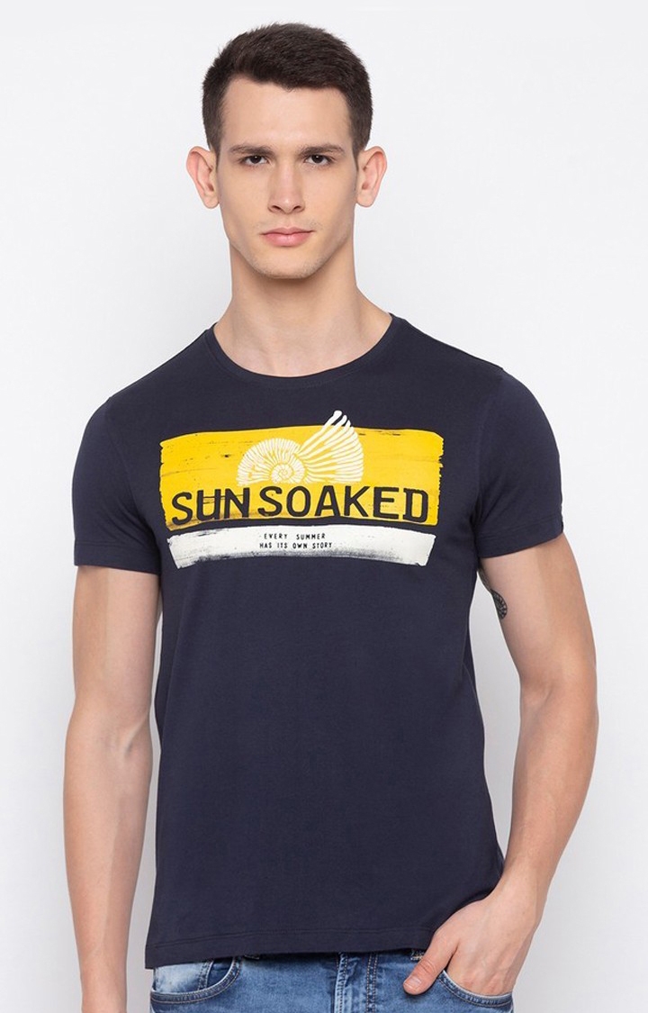 Spykar | Spykar Blue Printed T-Shirt