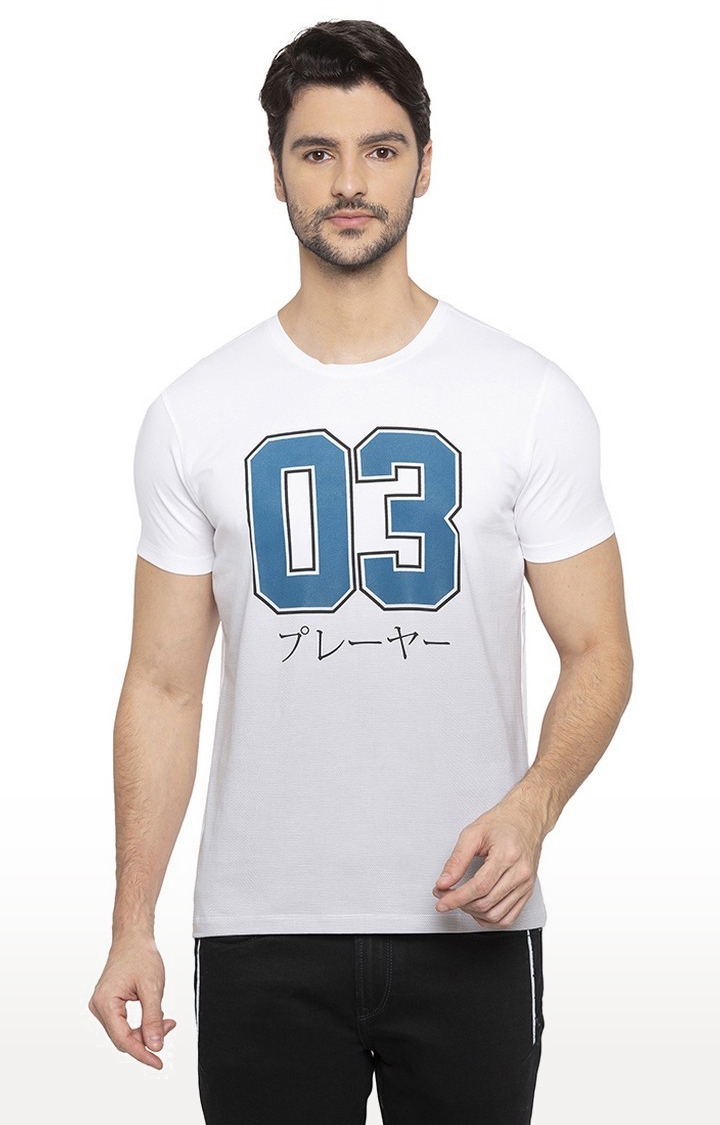 Spykar | Spykar White Printed Slim Fit T-Shirt