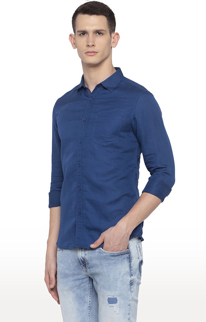 Spykar Blue Solid Casual Shirt