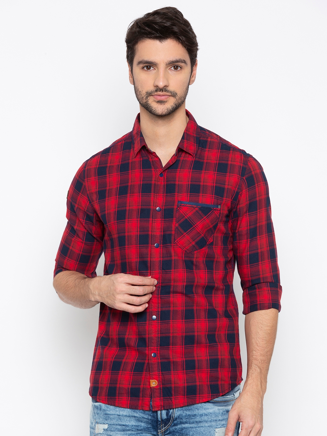 SPYKAR | spykar Red Checked Slim Fit Casual Shirt