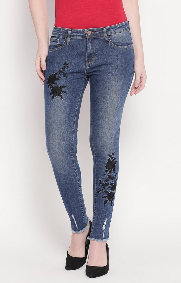 spykar | Women's Blue Cotton Solid Skinny Jeans