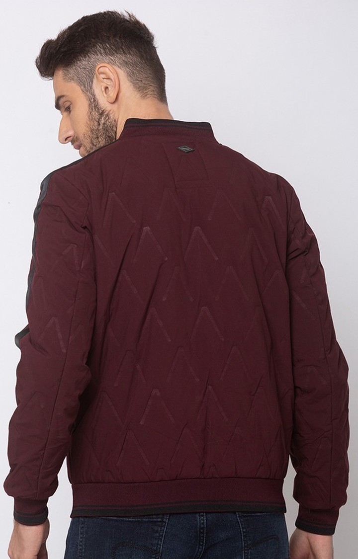 Spykar Red Polyester Straight Fit Bomber Jackets For Men