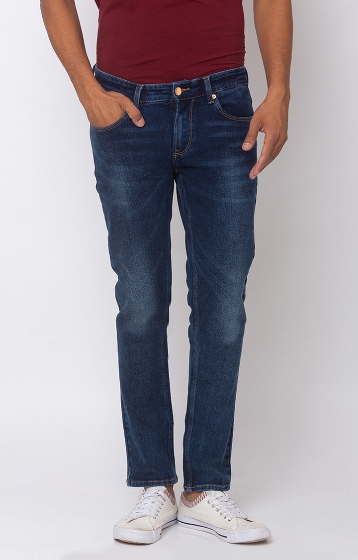 Spykar | Spykar Blue Cotton Slim Fit Narrow Regular Length Jeans For Men