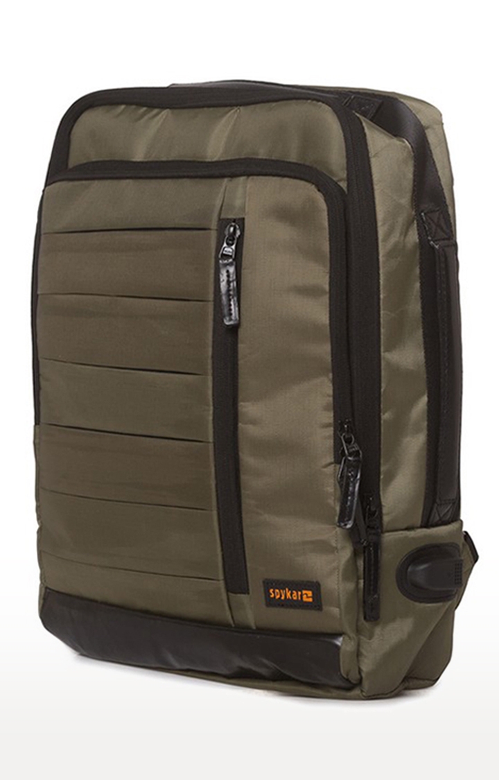 Spykar Olive Green Solid Polyester Backpack