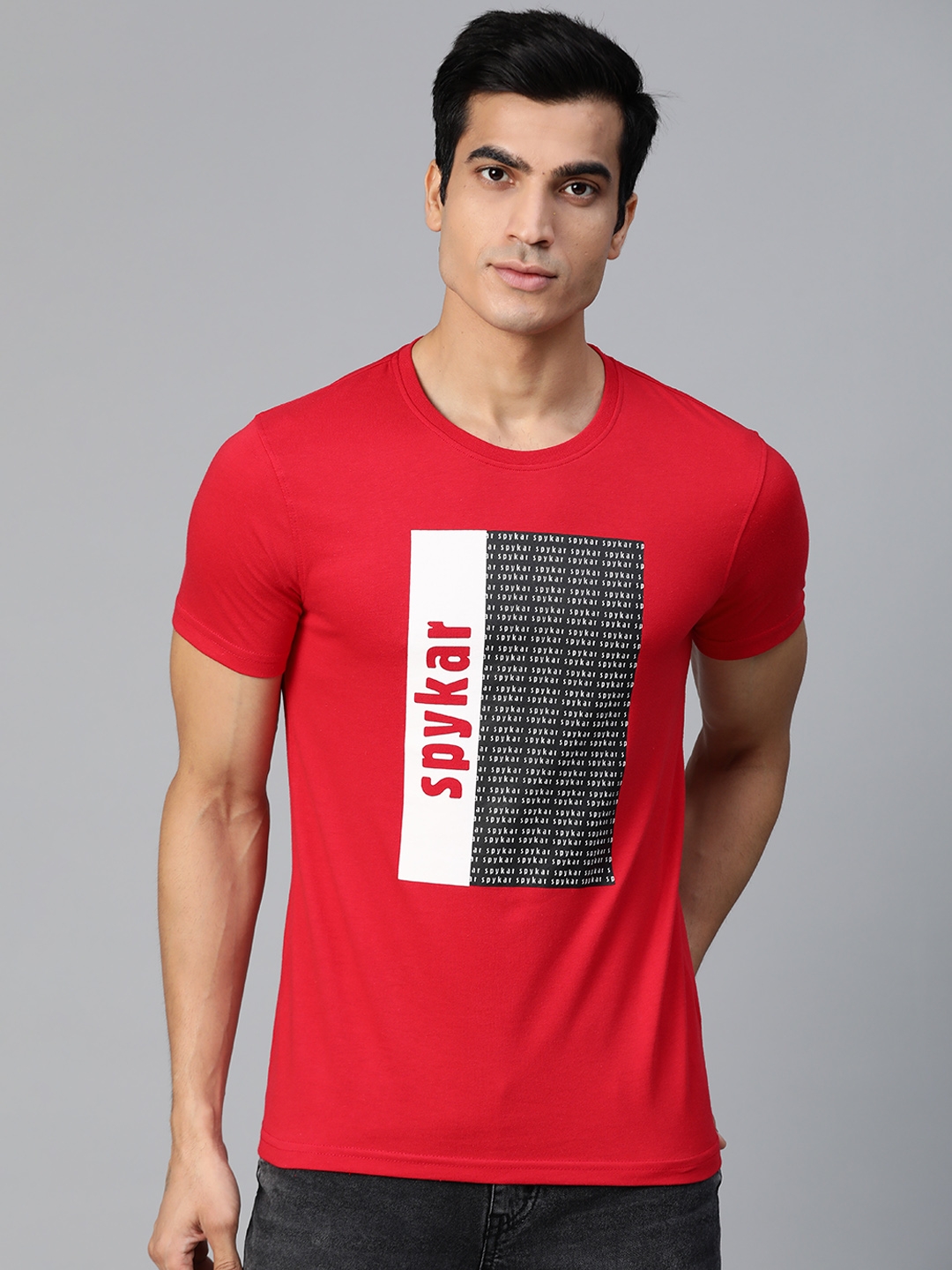 Spykar | Red Printed Round Neck T-Shirt