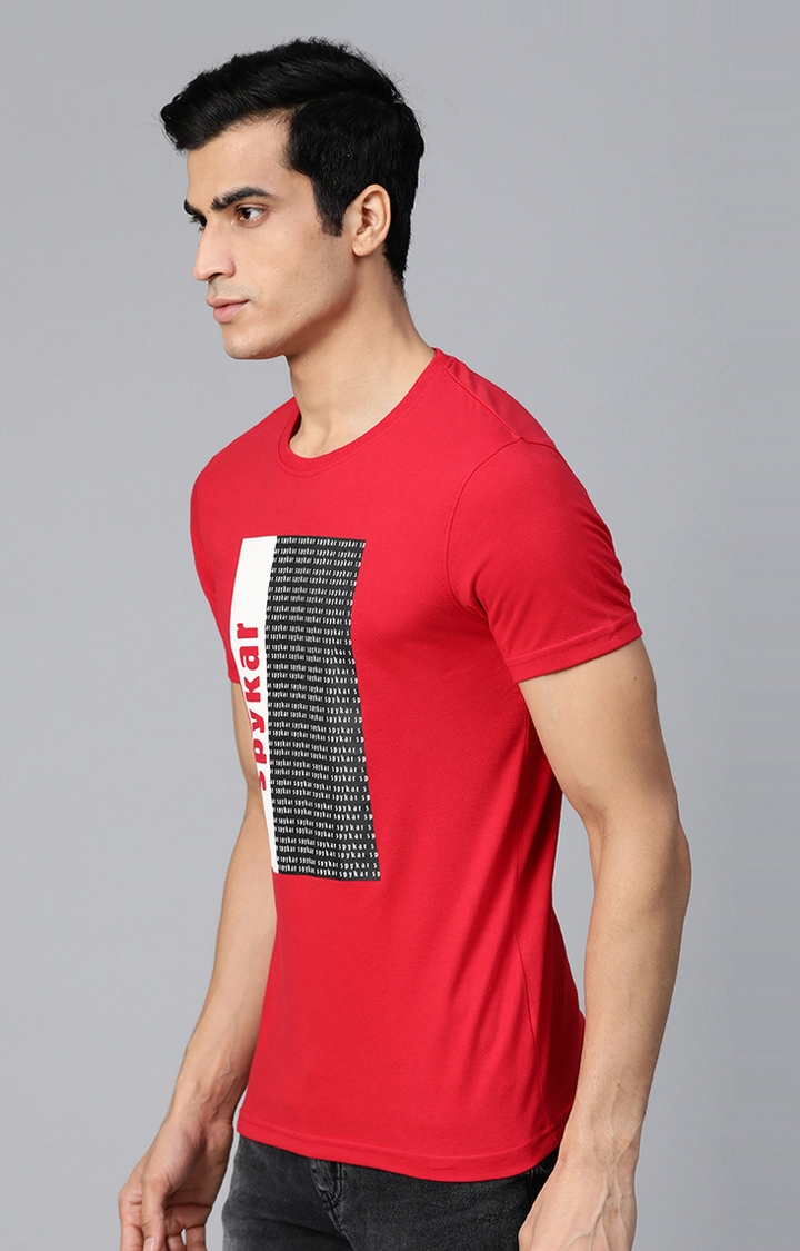 Red Printed Round Neck T-Shirt