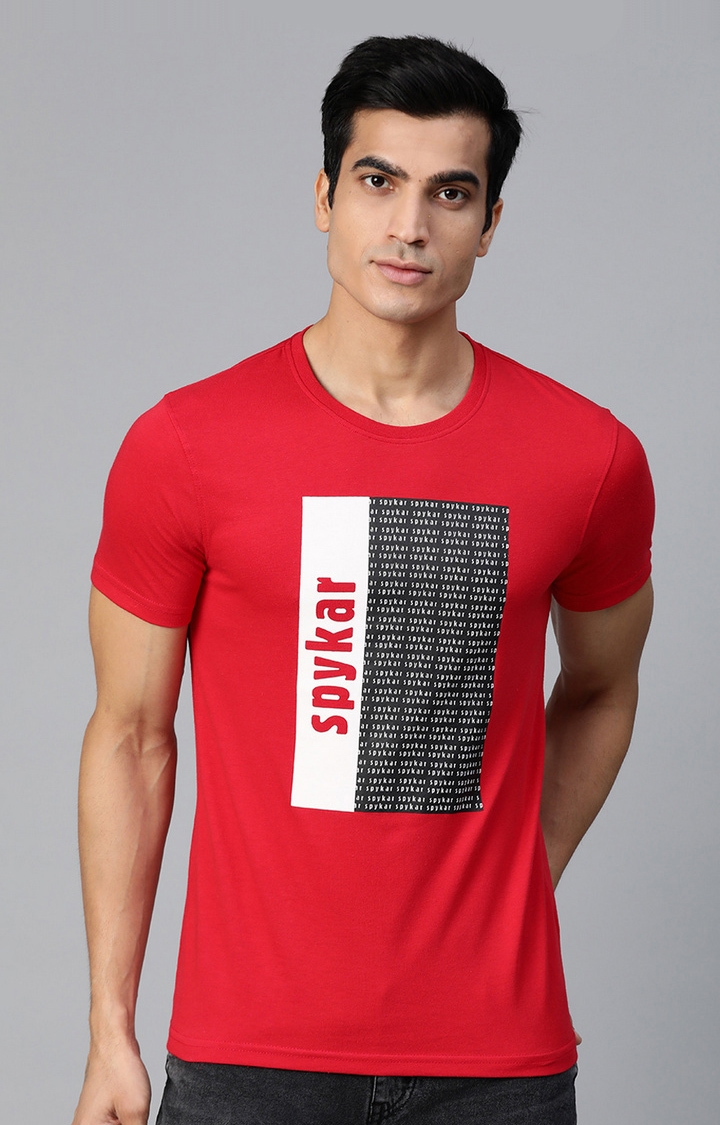 Spykar | Red Printed Round Neck T-Shirt