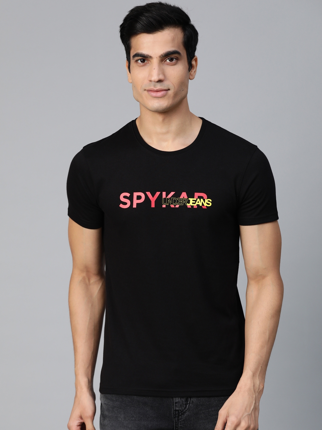 Spykar | Black Solid Round Neck T-Shirt