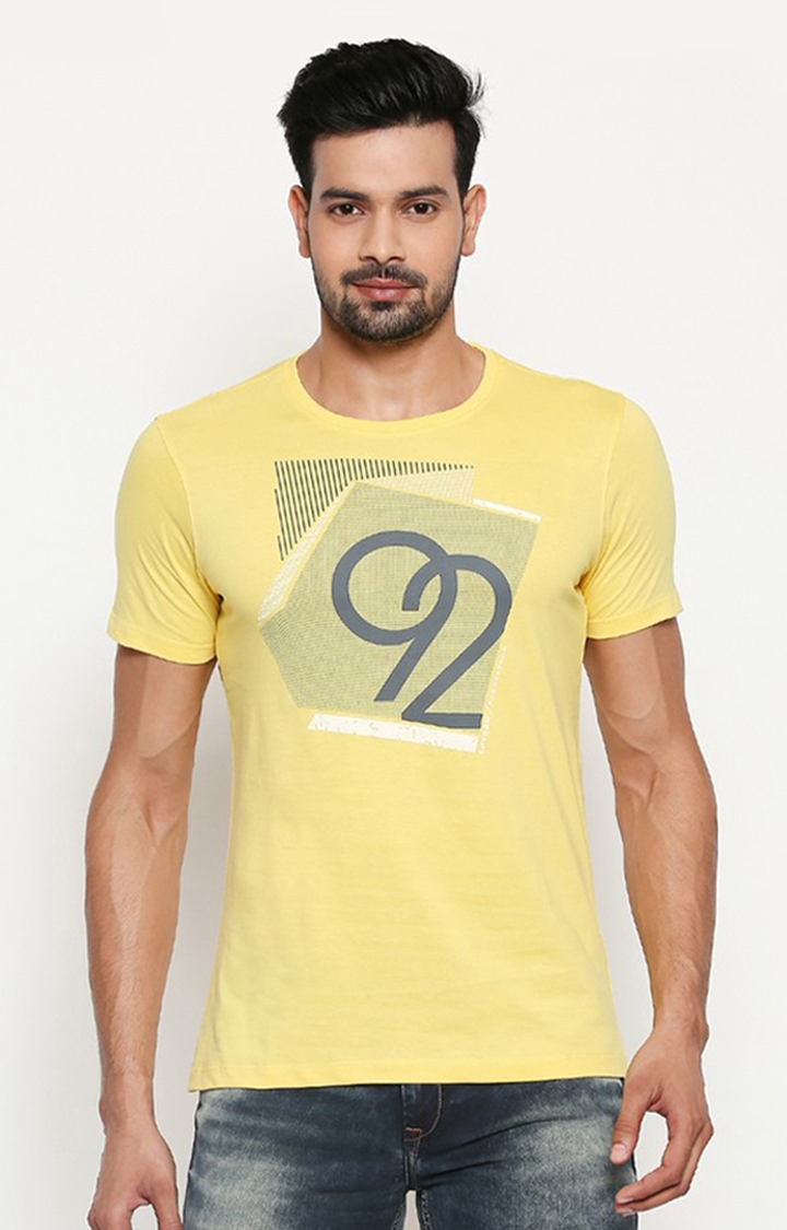 Spykar | Spykar Yellow Cotton Men T-Shirt