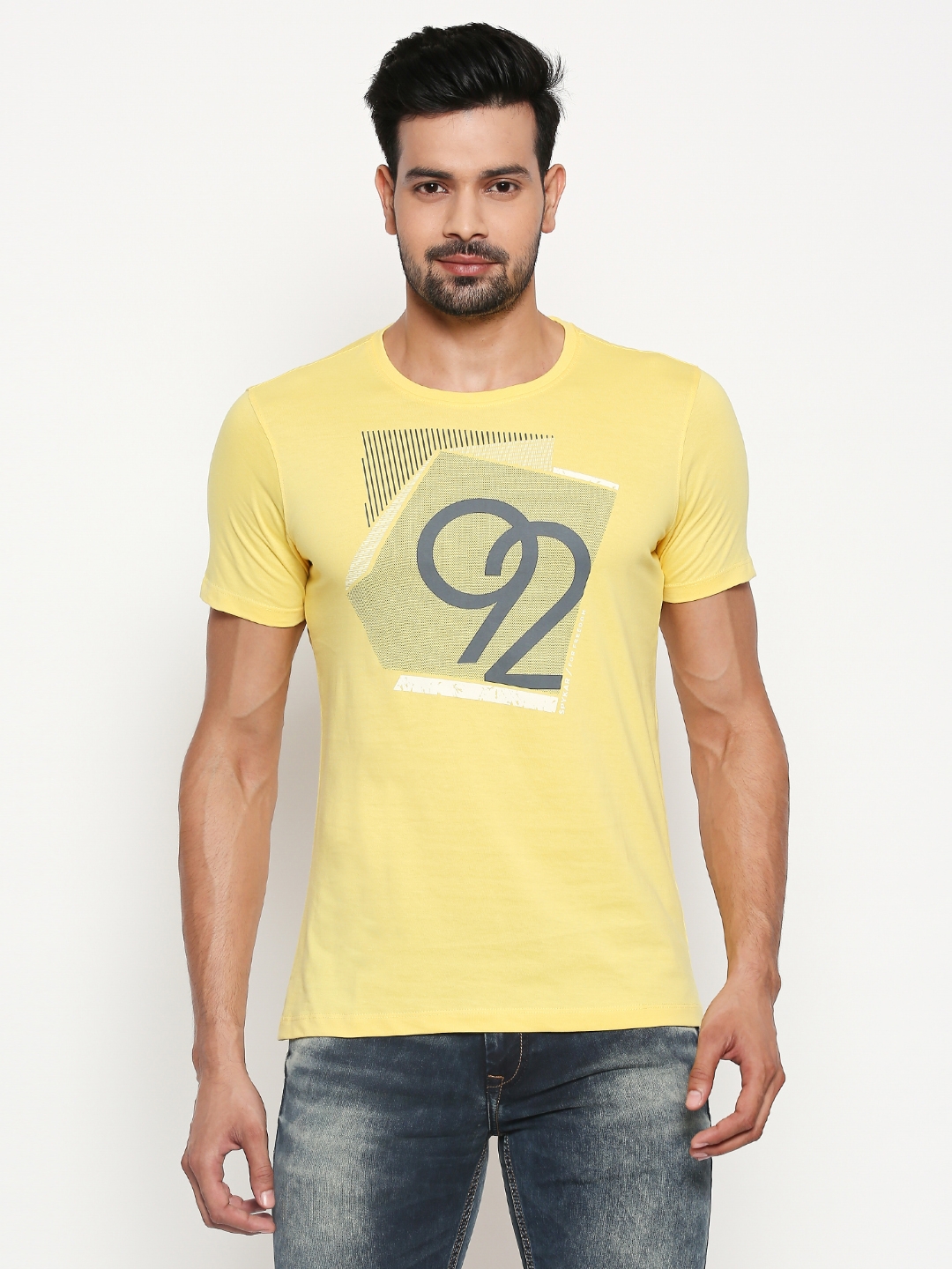 Spykar | Spykar Yellow Cotton Men T-shirt