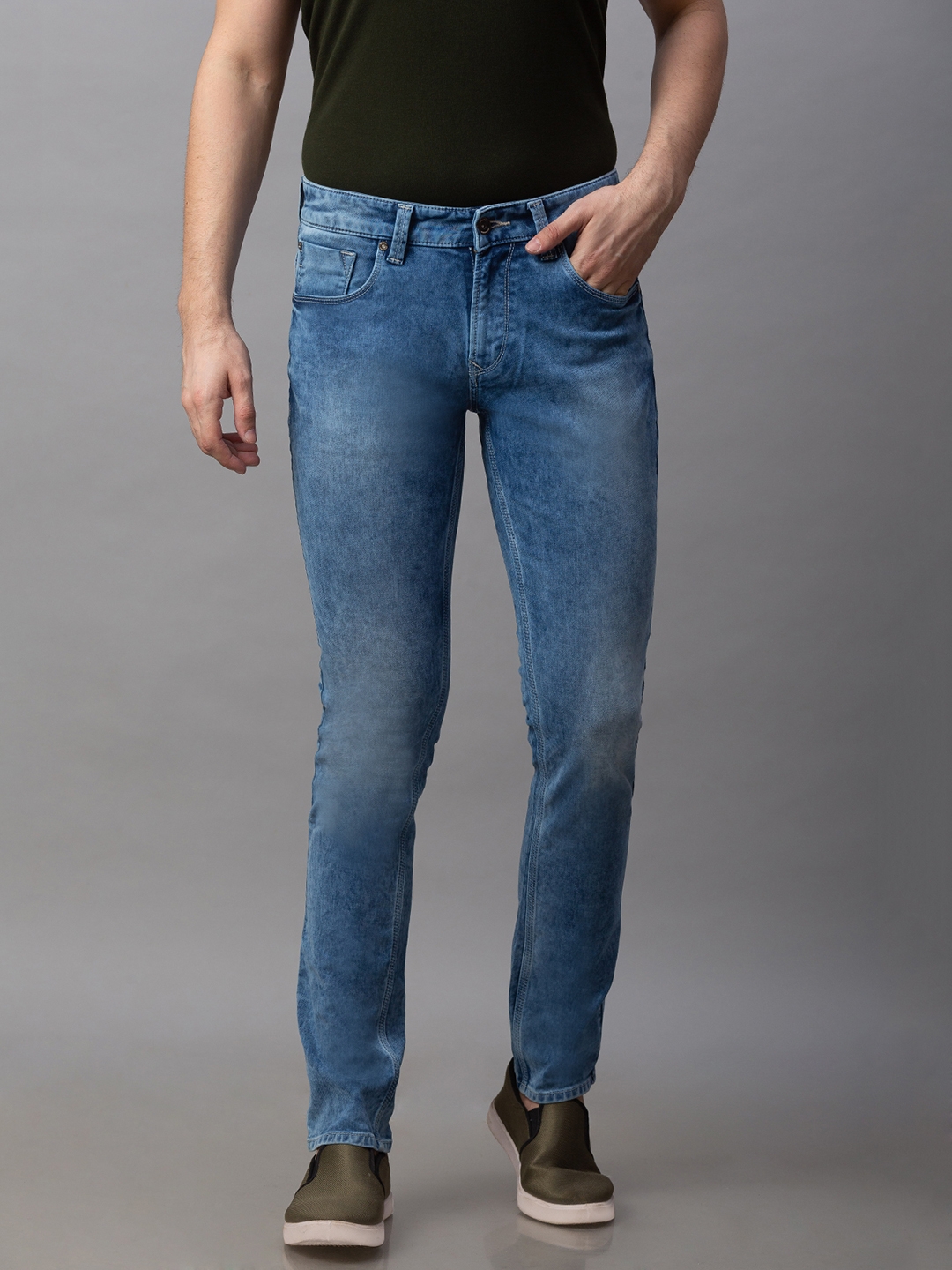 SPYKAR | Spykar Blue Cotton Low Rise Slim Fit Narrow Leg Regular Length Jeans (Skinny)