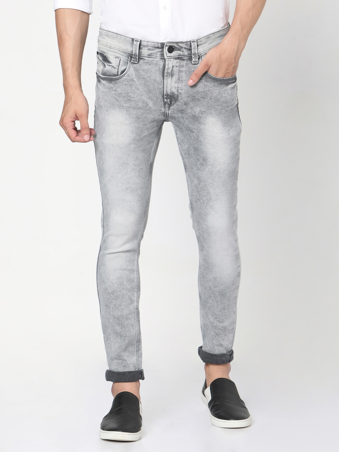 Spykar | Spykar Grey Cotton Skinny Jeans