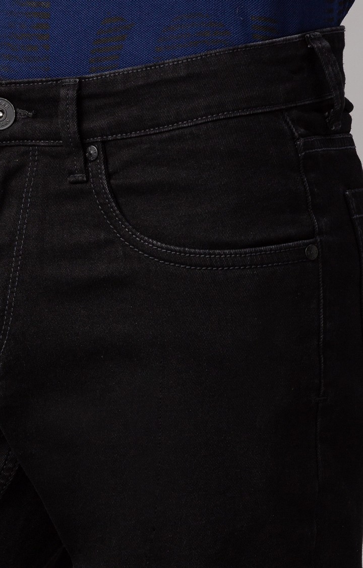 Men's Black Cotton Solid Shorts