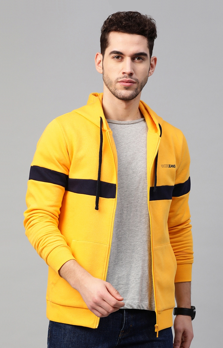 Spykar | Yellow Colourblock Hoodies For Men