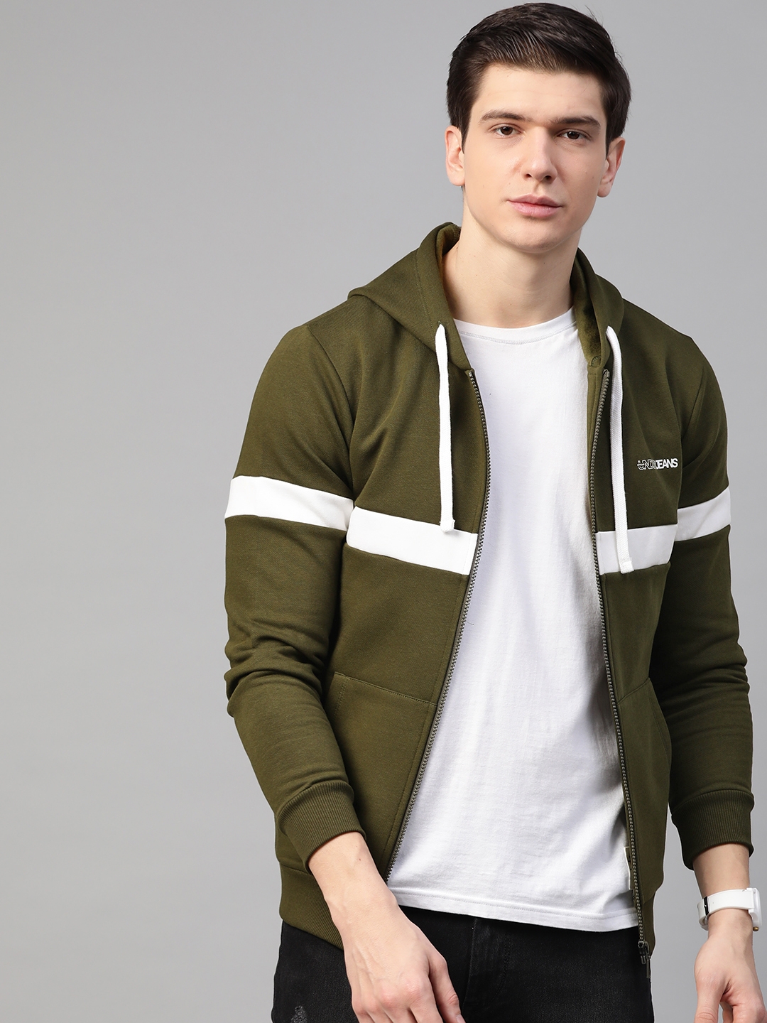 SPYKAR | Green Colourblock Hooded Sweatshirts