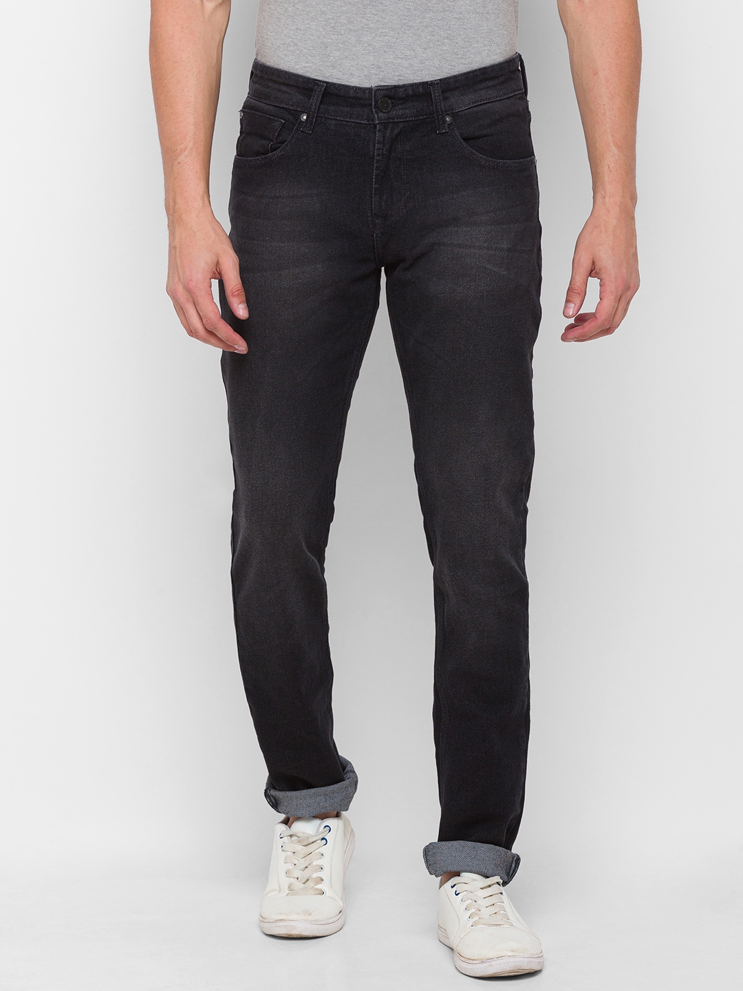 Spykar | Spykar Black Cotton Slim Fit Narrow Regular Length Jeans For Men