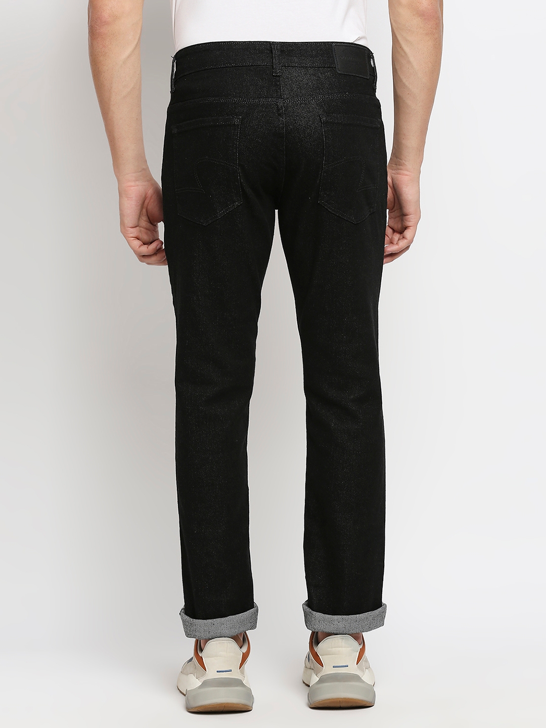 Men's Black Cotton Solid Tapered Jeans