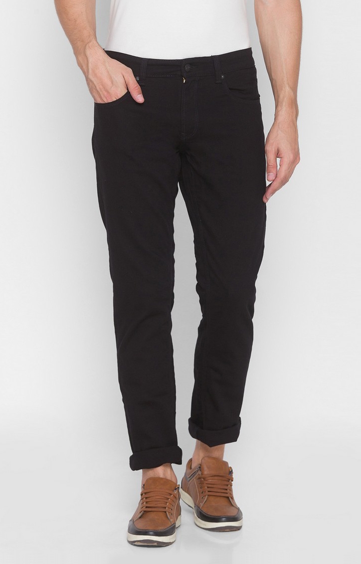Spykar | Spykar Black Cotton Comfort Fit Straight Regular Length Jeans For Men